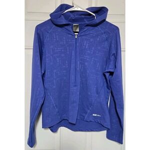 REI 1/2 Zip Hooded Shirt Womens Long Sleeve Size Medium Blue Outdoors Hiking